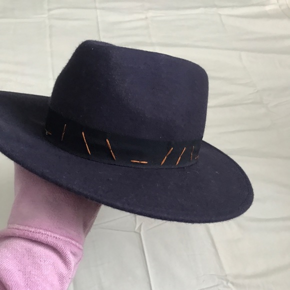 navy blue felt hat